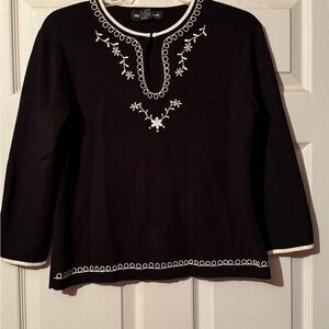 Chic Black Embroidered Blouse